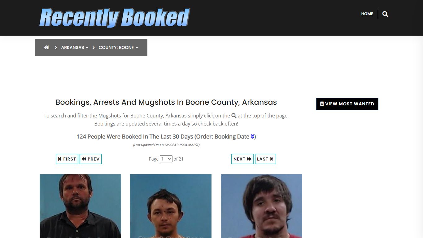 Bookings, Arrests and Mugshots in Boone County, Arkansas - Recently Booked