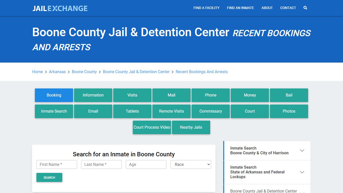 Boone County Jail & Detention Center AR Recent Arrests and Bookings